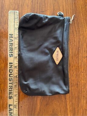 MZ Wallace Dark Brown Nylon Zip Pouch with Tan Accent
